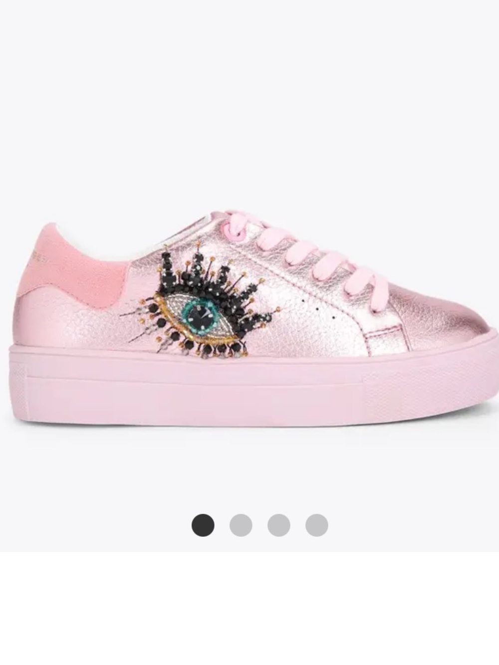 Kurt Geiger Pink Metallic Eye-Embellished Kids Sneakers